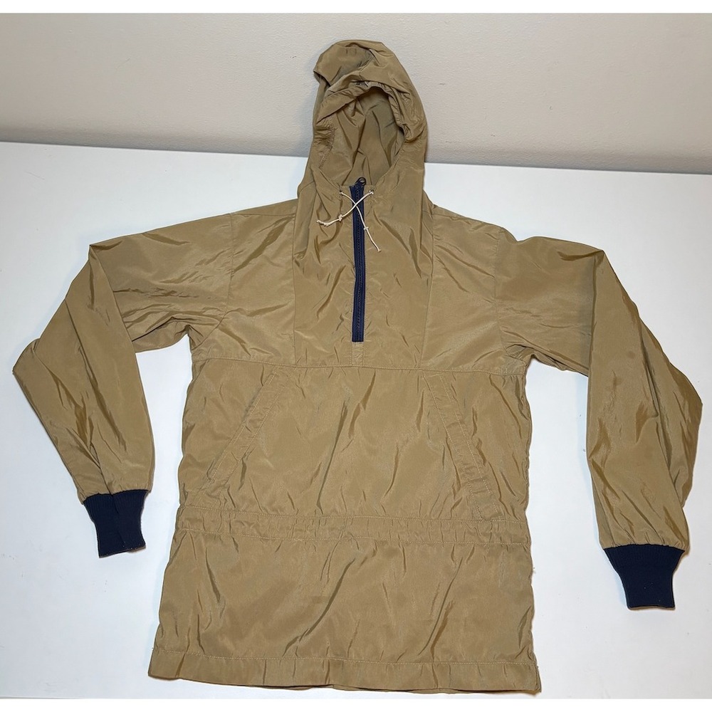 L.L. Bean Vintage Men's Quarter Zip Hooded Windbreaker | Tan | Small